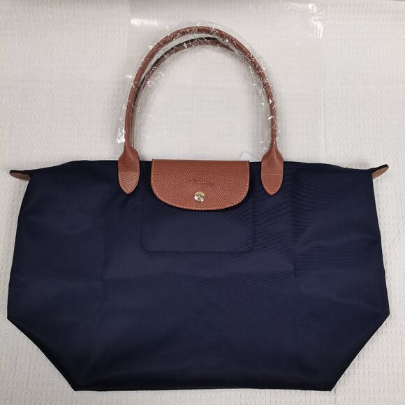 NWT Longchamp Le Pliage Original Large Shoulder Nylon Bag Tote Navy Blue - Picture 6 of 7